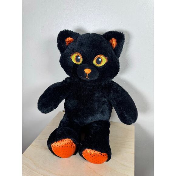 Build A Bear Midnight Sparkle Cat Black Orange Stuffed Animal Plush Halloween - Picture 7 of 10